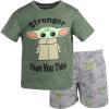 imageSTAR WARS The Mandalorian The Child TShirt and French Terry Shorts Outfit Set Infant to Big KidGreen  Grey