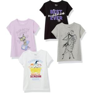 imageAmazon Essentials Disney  Marvel  Star Wars  Frozen  Princess Girls and Toddlers ShortSleeve TShirts MultipacksBlackGreyWhiteNightmare Spooky