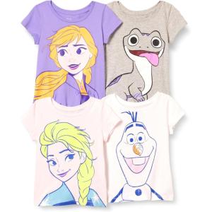 imageAmazon Essentials Disney  Marvel  Star Wars  Frozen  Princess Girls and Toddlers ShortSleeve TShirts MultipacksFrozen 2 Elsa