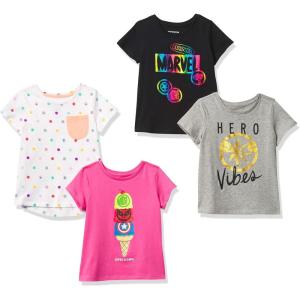 imageAmazon Essentials Disney  Marvel  Star Wars  Frozen  Princess Girls and Toddlers ShortSleeve TShirts MultipacksMarvel Super Hero Print