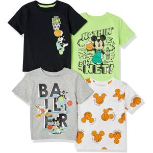 imageAmazon Essentials Disney  Marvel  Star Wars Boys and Toddlers ShortSleeve TShirts Previously Spotted Zebra MultipacksMickey Basketball