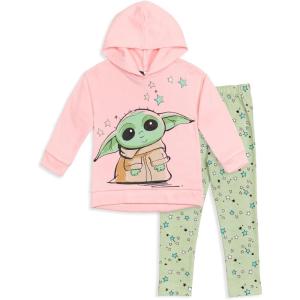 imageSTAR WARS The Mandalorian The Child Girls Pullover Hoodie and Leggings Outfit Set Infant to Big KidPinkGreen