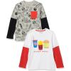 imageAmazon Essentials Disney  Marvel  Star Wars Boys and Toddlers LongSleeve 2in1 TShirts Pack of 2Fun FoodMarvel