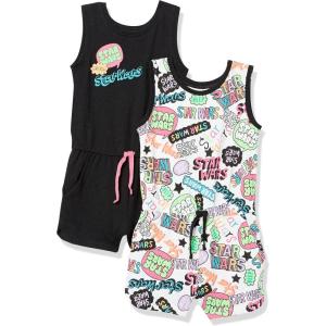 imageAmazon Essentials Disney  Marvel  Star Wars  Frozen  Princess Girls and Toddlers Knit Sleeveless Rompers Pack of 2Star Wars