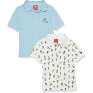 imageAmazon Essentials Disney  Marvel  Star Wars Boys and Toddlers ShortSleeve Pique Polo Shirts Pack of 2Mickey Peace