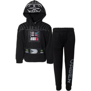 imageSTAR WARS Darth Vader Boba Fett The Mandalorian Fleece Pullover Hoodie and Pants Outfit Set Little Kid to Big KidBlack