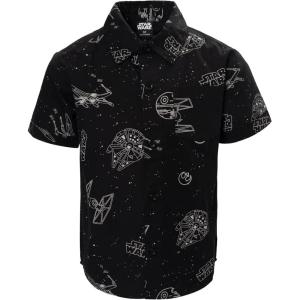 imageSTAR WARS Short Sleeve Button Down Dress ShirtBlack