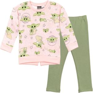 imageSTAR WARS The Mandalorian Fleece Sweatshirt and Leggings Outfit Set Infant to Big KidPinkGreen