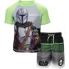 imageSTAR WARS The Mandalorian The Child Pullover Rash Guard and Swim Trunks Outfit Set Little Kid to Big KidGray  Green