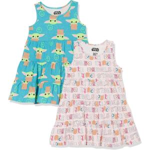 imageAmazon Essentials Disney  Marvel  Star Wars Girls and Toddlers Knit Sleeveless Tiered Dresses Pack of 2Star Wars Child
