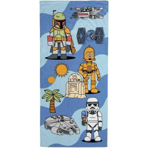 imageJay Franco Star Wars Kids Bath Pool Beach Towel  Super Soft ampamp Absorbent 100 Cotton Towel Measures 28 x 58 Features R2D2 C3PO Stormtrooper ampamp Boba FettBlue  Star Wars