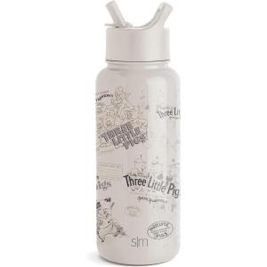 imageSimple Modern Disney Mickey Mouse Water Bottle with Straw Lid Vacuum Insulated Stainless Steel Metal Thermos  Gifts for Women Men Reusable Leak Proof Flask  Summit Collection  32oz Iconic MickeyDisney Three Little Pigs