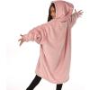 imageTHE COMFY Original Jr  Sherpa Lined Microfiber Fleece Wearable Blanket for Kids Oversized Design with Hood and Pocket from Shark Tank Warm and Cozy Gifts for ChildrenBlush