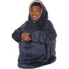imageTHE COMFY Original Jr  Sherpa Lined Microfiber Fleece Wearable Blanket for Kids Oversized Design with Hood and Pocket from Shark Tank Warm and Cozy Gifts for ChildrenBlue