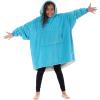 imageTHE COMFY Original Jr  Sherpa Lined Microfiber Fleece Wearable Blanket for Kids Oversized Design with Hood and Pocket from Shark Tank Warm and Cozy Gifts for ChildrenAqua