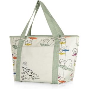 imagePICNIC TIME Star Wars Tote Cooler Bag Soft Cooler Bag Picnic CoolerStar Wars Mandalorian Grogu  Cream With Floral Pattern