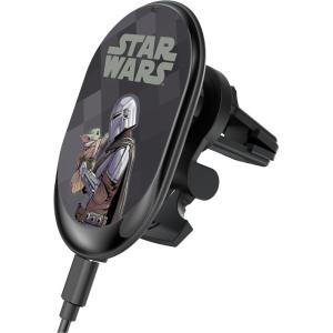 imageStar Wars Princess Leia Organa Color Block 15Watt Wireless Mag Car ChargerGrogu and Din Djarin