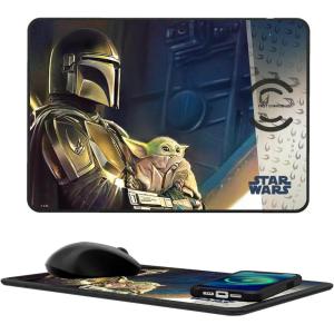 imageStar Wars The Mandalorian Grogu Portrait 15Watt Wireless Charger and Mouse PadDin Djarin