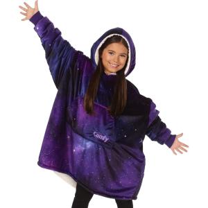 imageTHE COMFY Original Jr  Sherpa Lined Microfiber Fleece Wearable Blanket for Kids Oversized Design with Hood and Pocket from Shark Tank Warm and Cozy Gifts for ChildrenGalaxy