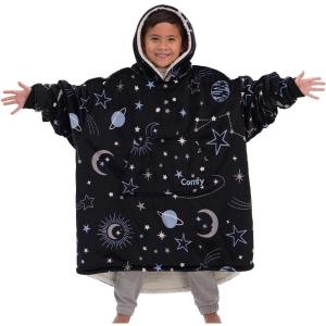 imageTHE COMFY Original Jr  Sherpa Lined Microfiber Fleece Wearable Blanket for Kids Oversized Design with Hood and Pocket from Shark Tank Warm and Cozy Gifts for ChildrenConstellations