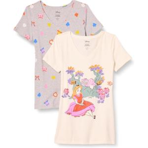 imageAmazon Essentials Disney  Marvel  Star Wars  Princess Womens ClassicFit ShortSleeve VNeck TShirt MultipacksDisney Alice