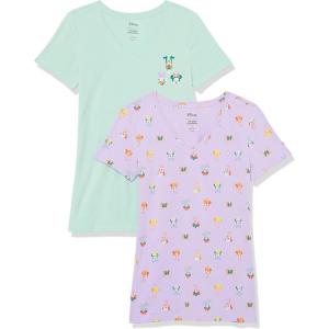 imageAmazon Essentials Disney  Marvel  Star Wars  Princess Womens ClassicFit ShortSleeve VNeck TShirt MultipacksMinnie Faces
