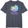 imageStar Wars The Mandalorian Grogu Easter Cutest in GalEggsy TShirtHeather Blue
