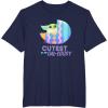 imageStar Wars The Mandalorian Grogu Easter Cutest in GalEggsy TShirtNavy Blue