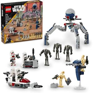 imageLEGO Star Wars Clone Trooper ampamp Battle Droid Battle Pack Set for Kids Buildable Toy Speeder Bike Vehicle TriDroid and Defensive Post Collectible Gift for Boys and Girls Aged 7 and Up 75372Multicolor