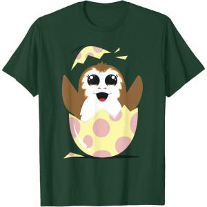 imageStar Wars Easter Porg Hatching Out Of An Egg TShirtDark Green