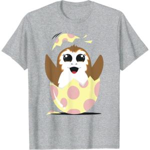 imageStar Wars Easter Porg Hatching Out Of An Egg TShirtHeather Grey