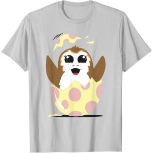 imageStar Wars Easter Porg Hatching Out Of An Egg TShirtSilver Grey