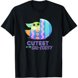 imageStar Wars The Mandalorian Grogu Easter Cutest in GalEggsy TShirtBlack