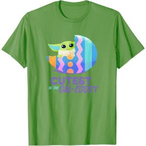 imageStar Wars The Mandalorian Grogu Easter Cutest in GalEggsy TShirtGrass Green