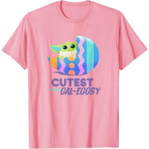 imageStar Wars The Mandalorian Grogu Easter Cutest in GalEggsy TShirtPink
