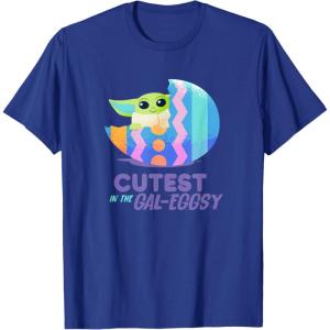 imageStar Wars The Mandalorian Grogu Easter Cutest in GalEggsy TShirtRoyal Blue
