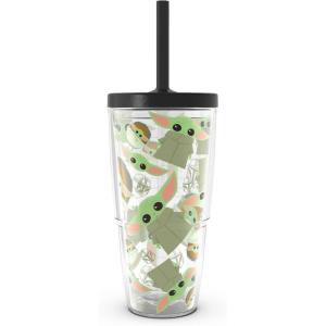 imageTervis Star Wars  Mandalorian  The Child Pattern Made in USA Double Walled Insulated Tumbler Travel Cup Keeps Drinks Cold ampamp Hot 24oz with Straw Lid Classic
