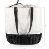 imagePICNIC TIME Coronado Canvas and Willow Basket Tote Picnic Tote Bag Beach ToteDisney 100  White Canvas With Black Accents