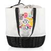 imagePICNIC TIME Coronado Canvas and Willow Basket Tote Picnic Tote Bag Beach ToteDisney 100  White Canvas With Black Accents