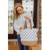 imagePICNIC TIME Coronado Canvas and Willow Basket Tote Picnic Tote Bag Beach ToteDisney Mickey Mouse  Cream With Navy Blue Pattern