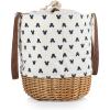 imagePICNIC TIME Coronado Canvas and Willow Basket Tote Picnic Tote Bag Beach ToteDisney Mickey Mouse  Cream With Navy Blue Pattern