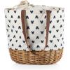 imagePICNIC TIME Coronado Canvas and Willow Basket Tote Picnic Tote Bag Beach ToteDisney Mickey Mouse  Cream With Navy Blue Pattern