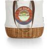 imagePICNIC TIME Coronado Canvas and Willow Basket Tote Picnic Tote Bag Beach ToteStar Wars Mandalorian Grogu  Beige Canvas