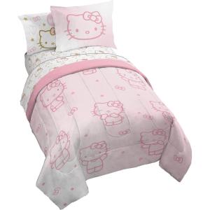 imageJay Franco Star Wars The Mandalorian Hello Grogu 7 Piece Full Size Bed Set  Includes Comforter ampamp Sheet Set  Super Soft Kids Bedding Fade Resistant Microfiber Official Star Wars ProductPink  Hello Kitty