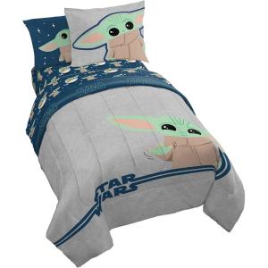 imageJay Franco Star Wars The Mandalorian Hello Grogu 7 Piece Full Size Bed Set  Includes Comforter ampamp Sheet Set  Super Soft Kids Bedding Fade Resistant Microfiber Official Star Wars ProductGray  Mandalorian