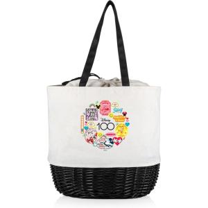 imagePICNIC TIME Coronado Canvas and Willow Basket Tote Picnic Tote Bag Beach ToteDisney 100  White Canvas With Black Accents
