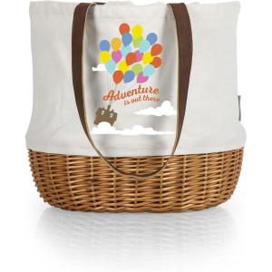 imagePICNIC TIME Coronado Canvas and Willow Basket Tote Picnic Tote Bag Beach ToteDisney Pixar Up  Beige Canvas
