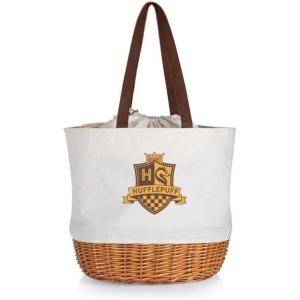 imagePICNIC TIME Coronado Canvas and Willow Basket Tote Picnic Tote Bag Beach ToteHarry Potter Hufflepuff  Beige Canvas