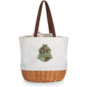 imagePICNIC TIME Coronado Canvas and Willow Basket Tote Picnic Tote Bag Beach ToteHarry Potter Slytherin  Beige Canvas