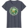 imageStar Wars St Patricks Day Grogu The Lucky Force TShirtHeather Blue